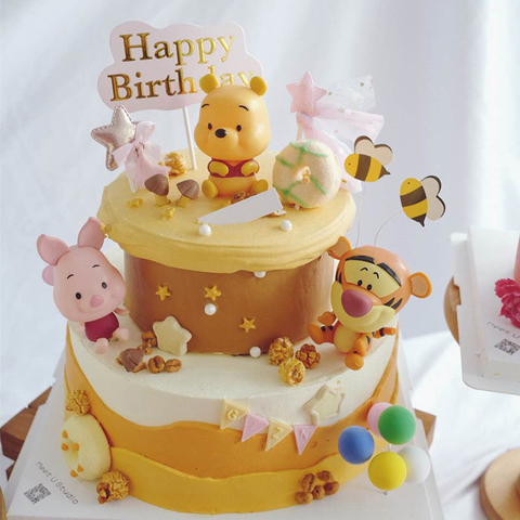 Disney-Decoración de pastel de cumpleaños para niños, cerdito cochinillo Tigger, Winnie the Pooh, artículos de cumpleaños, decoración del hogar ► Foto 1/6