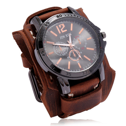 Reloj con correa de cuero para Hombre, cronógrafo Retro Punk, a la moda, con hebilla, para amantes ► Foto 1/6