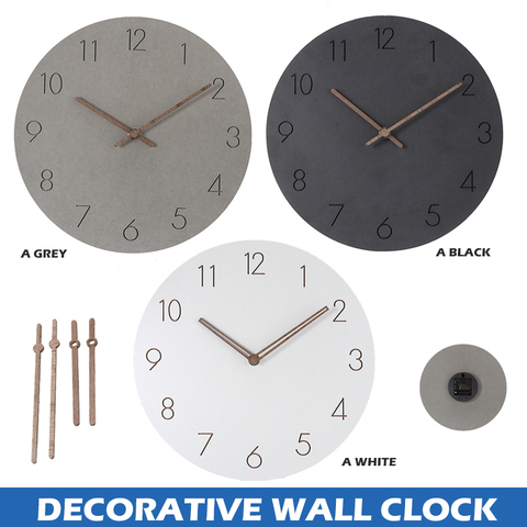 Reloj de pared Simple y moderno de cocina, Reloj clásico de madera MDF con números silenciosos para dormitorio, oficina, decoración para sala de estar, regalo ► Foto 1/6