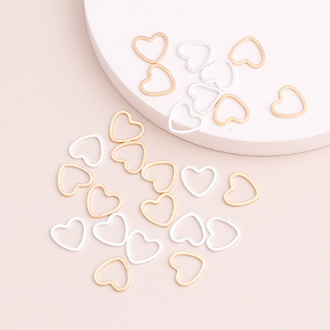 100 Uds pequeños corazones huecos conectores cuentas DIY pulseras collares de oro plata Color 10x10mm hace encontrar encantos de la joyería ► Foto 1/6