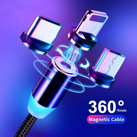 Cable magnético de carga rápida para móvil, Cable Micro USB tipo C de 8 pines de 1M y 2M para iPhone XS, X, 8, 7, Samsung S10, 9 ► Foto 1/6