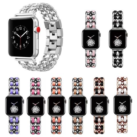 Banda para Apple Watch correa de acero de aleación de 38mm 42mm para iWatch Band Series 1 2 3 4 5 40mm 44mm estilo de pulsera de cadena nuevo oro ► Foto 1/6