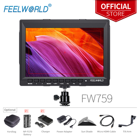 Feelworld-Monitor de vídeo FW759, 7 pulgadas, IPS, 1280x800, cámara de campo, DSLR, con enfoque máximo, HD, 7 