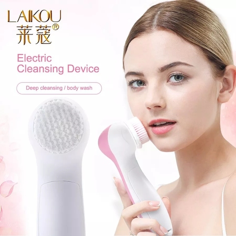 LAIKOU-Limpador facial eléctrico 5 en 1, mini dispositivo con cepillo para limpiar los poros de la piel y con cabezal para masajes ► Foto 1/6