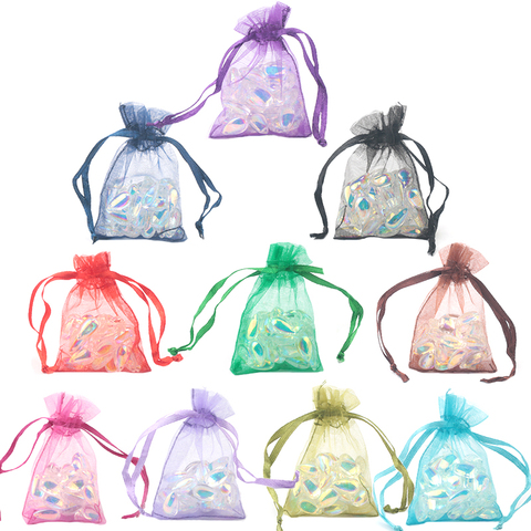 100 unids/lote 5x7 7x9 9x12cm bolsas de Organza de embalaje de joyería decoración de boda regalo de Navidad bolsas de 23 colores ► Foto 1/6