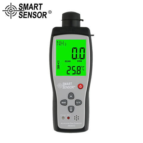 SMART SENSOR Detector de Gas de amoníaco NH3 analizador de Gas Tester medidor de Monitor de calidad del aire de 0-100PPM sonido de alarma luz AR8500 ► Foto 1/6