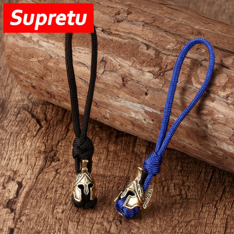 Supretu-Llavero con cordón para hombre, accesorios de Guerrero espartano, cuerda tejida, cuchillo, llavero de coche, bolsa hecha a mano, colgante, joyería, regalo ► Foto 1/6