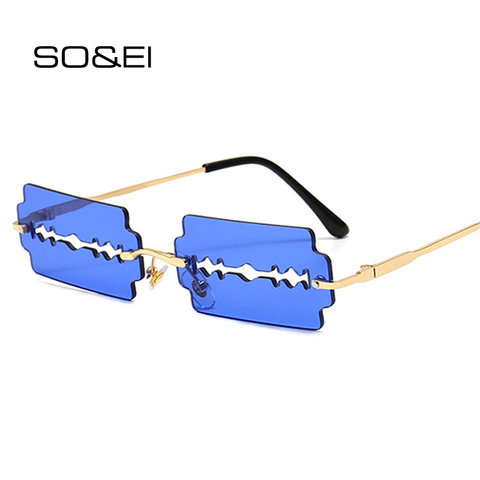 SO & EI-gafas de sol sin montura rectangulares para mujer, lentes transparentes de marca de diseñador, estilo Retro ► Foto 1/6