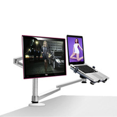 Monitor Multimedia de OA-7X de aluminio, soporte de escritorio LCD + soporte de mesa de ordenador portátil, giratorio de movimiento completo para notebook de 10-15