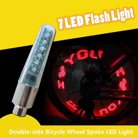 Lámpara de luz LED para radios de rueda de bicicleta, válvula de rueda de neumático, 7 luces Flash con palabras brillantes, accesorios de luz para ciclismo ► Foto 1/6