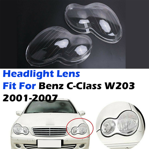 Cubierta de pantalla de lente transparente para faro delantero de Mercedes Benz Clase C, accesorios para coche, compatible con modelos W203 y W203 de 2001 a 2007 ► Foto 1/6