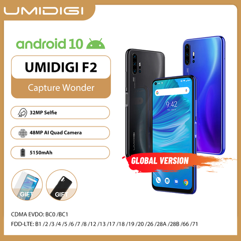 Umidigi-teléfono inteligente F2, teléfono móvil con Android 10, versión Global, pantalla FHD de 6,53 pulgadas, 6GB RAM, ROM 128GB, cámara Quad ia 48.0mp, cámara Selfie 32.0mp, procesador Helio P70, batería de 5150mAh, soporta NFC ► Foto 1/6