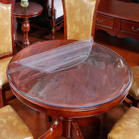 Mantel redondo de PVC impermeable a prueba de aceite, cubierta para mesa de tela suave de vidrio, cocina, comedor, 1mm ► Foto 1/6