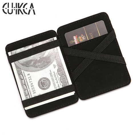 CUIKCA Magic Wallet hilo Unisex cartera monedero Magic Money Clip banda elástica delgada cuero cartera negocios ID tarjeta de crédito caso ► Foto 1/6