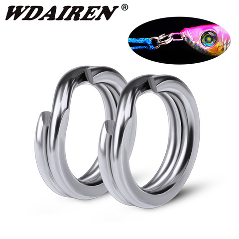 100 unids/lote anillo dividido de acero inoxidable diámetro de señuelo de pesca de alta resistencia doble anillo conector accesorios de pesca ► Foto 1/6