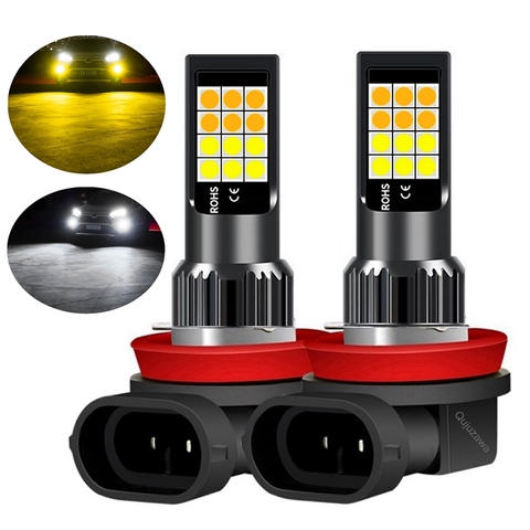 2 uds de colores duales H11 H8 9006 HB4 881 H27 de alta calidad 3030 LED luz antiniebla para coche Anti bombilla de luz antiniebla luces antiniebla Amarillo Blanco ► Foto 1/6