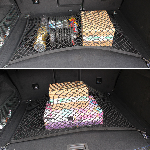 Red de almacenamiento de equipaje en maletero de coche, red elástica Universal ajustable de 70x110 CM con 4 ganchos ► Foto 1/5