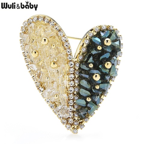 Wuli & baby-broches de corazón de cristal hechos a mano para mujer, broche informal clásico de oficina, regalos ► Foto 1/3