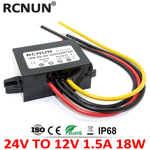 RCNUN-Convertidor de corriente continua para coche, convertidor de 24 voltios a 12 voltios, 18W, CC de 24 V a 12 V, 1,5a ► Foto 1/1