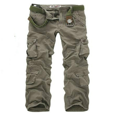 2017 primavera y otoño hombres Loose Multi-Bolsillo de camuflaje pantalones hombres Casual algodón recto lavado pantalones multibolsillos pantalones masculinos 40 ► Foto 1/6