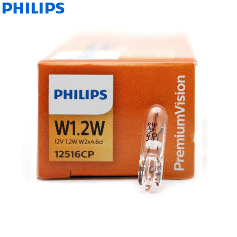 Philips-bombillas de lectura para Interior de coche, lámpara de señal Original, estándar, W2x4.6d, T5, 12516CP, 12V, 1,2 W, W2x4.6d, visión W1.2W, venta al por mayor, 10 Uds. ► Foto 1/5