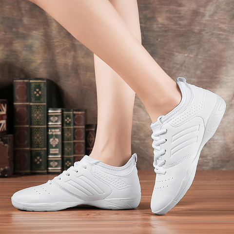 Zapatos de baile de atletismo suave para mujer, zapatillas deportivas cómodas para gimnasio y animadoras, color blanco ligero ► Foto 1/6