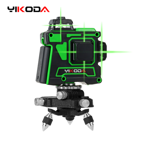 YIKODA-nivel láser, herramienta de nivelación 3D de 12 líneas, nivelado automático, Super potente, verde, Horizontal y Cruz Vertical, 360 ► Foto 1/6