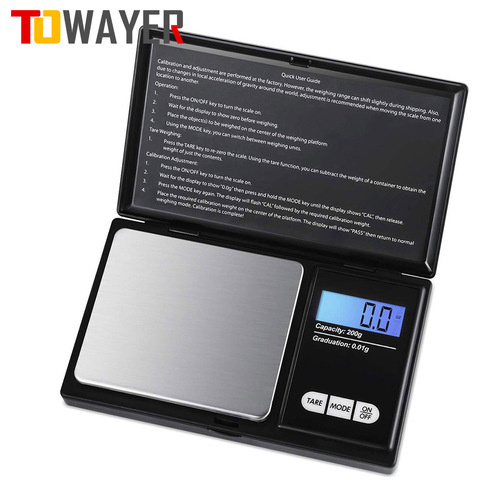 Towayer-báscula Digital de cocina, joyería dorada, gramo de peso equilibrado, LCD, de bolsillo, de alta precisión, 0,01g ► Foto 1/6