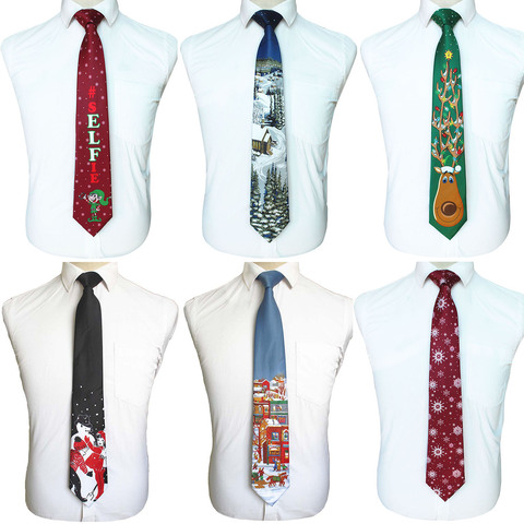 GUSLESON de calidad de impresión de Navidad corbata de los hombres de moda 9cm de seda corbatas Helloween corbata de fiesta diseño suave carácter corbata regalo ► Foto 1/6