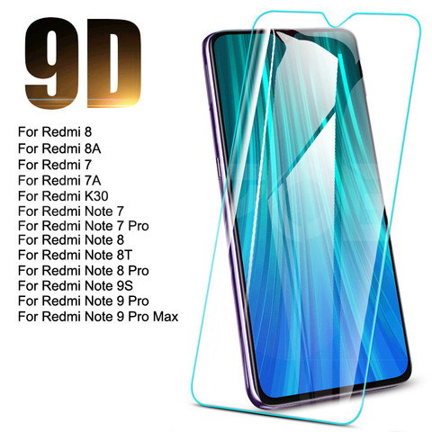 Vidrio Templado 9D para Xiaomi Redmi 8 8A 7 7A K30, Protector de pantalla Redmi Note 9S 8 8T 7 9 Pro Max, película protectora de vidrio de seguridad ► Foto 1/6