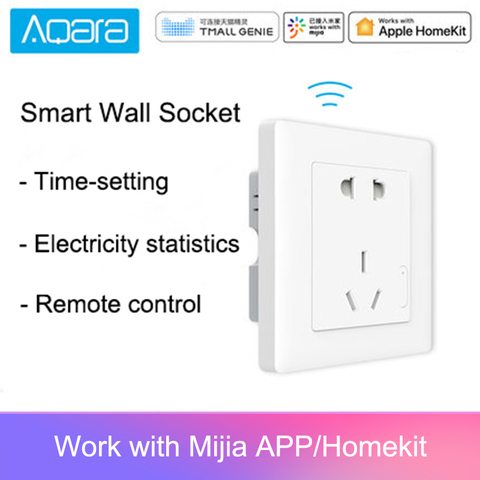 Enchufe de pared inteligente Aqara, enchufe de pared inalámbrico ZigBee, interruptor de toma de pared Mijia, funciona para Xiaomi, kits de hogar inteligente APP ► Foto 1/6