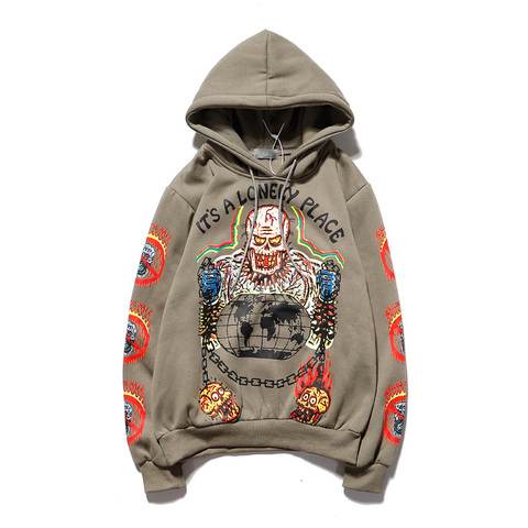 Sudadera para hombre Kanye de lana con estampado de calavera y grafiti, sudadera holgada informal de Harajuku de gran tamaño para parejas, Sudadera con capucha de Stranger Things 2022 ► Foto 1/6