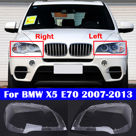 Para BMW X5 E70 2007-2013 frente de vidrio 30i/35i/40i/48i/50i/35d/40d lente faro xDrive pantalla cáscara de cubierta de lámpara faro ► Foto 1/4