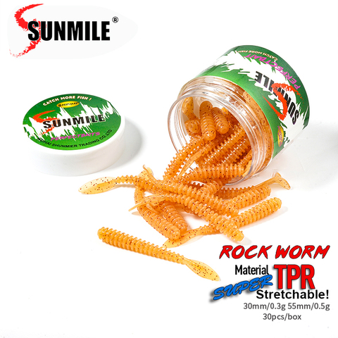 SUNMILE-señuelo suave de Pesca Artificial, cebo de gusano para nadar, 30 Uds., señuelos para carpa ► Foto 1/6