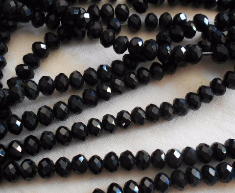 FLTMRH Color negro * 3*4mm 145 piezas cuentas Austria cristal facetado vidrio suelta perlas espaciador redondo granos para la fabricación de la joyería ► Foto 1/5
