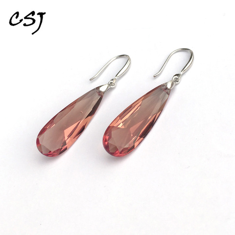 CSJ-pendientes de plata de ley 925 con forma de gota de agua, joyería fina con diseño de gota de agua o perla de 10x30mm, para mujeres ► Foto 1/6