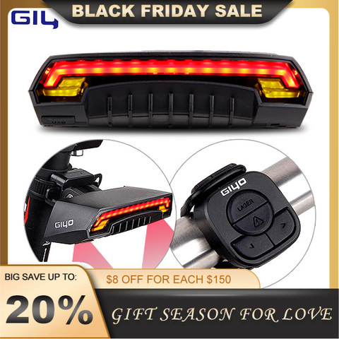 Giyo bicicleta láser luz trasera USB recargable LED Ciclismo luz trasera 85 lumen montaje linterna roja para Luces de bicicleta Accesorios ► Foto 1/6