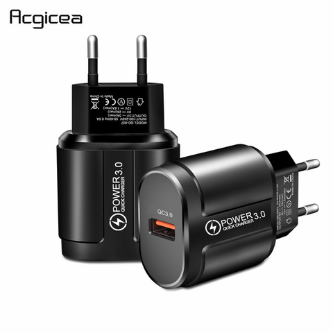 Adaptador de pared Universal para teléfono móvil, Cargador rápido USB 3,0 de 18W para iPhone, Huawei, Xiaomi, UE, EE. UU., Android, Samsung S8 ► Foto 1/6