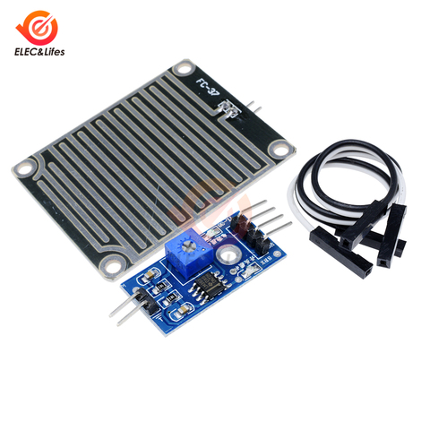 Agua de lluvia Módulo de sensor + 5V DC 12V 12V relé de Control de módulo de Sensor de lluvia agua gotas de lluvia de detección para Arduino kit de robot ► Foto 1/6