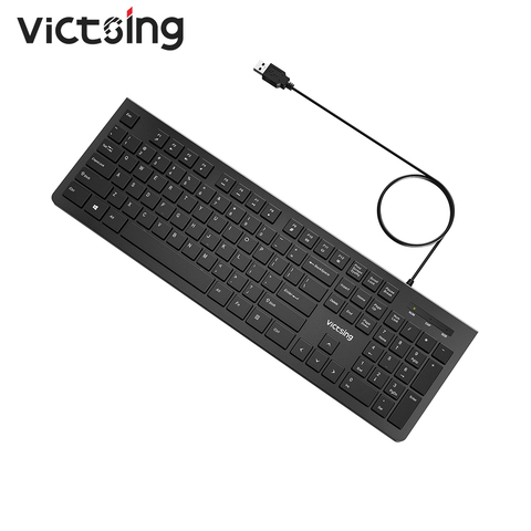 VicTsing PC206 teclado con cable, membrana delgada portátil, teclado Chiclet 104, teclas para tableta, escritorio, portátil, PC, teclado de ordenador ► Foto 1/6