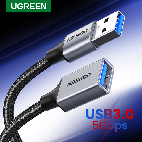 Cable de extensión USB 3,0 Ugreen, Cable de extensión USB plano, Cable de datos macho a hembra, Cable extensor USB3.0 para PC TV, Cable de extensión USB ► Foto 1/6