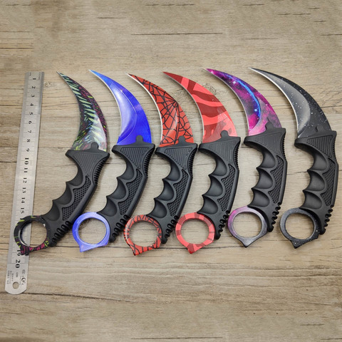 Karambit-cuchillo CS GO Counter Strike claw táctico de supervivencia, con cuello de pico, cuchillo de juego Real, hoja de fijación de camping de arco iris ► Foto 1/6