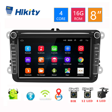 Hikity-radio Multimedia con GPS para coche, Radio con reproductor DVD, Android 8,1, 8 pulgadas, 2 Din, navegador, para Skoda, VW, Passat B6, Polo, Golf 4, 5, Touran, Seat ► Foto 1/5