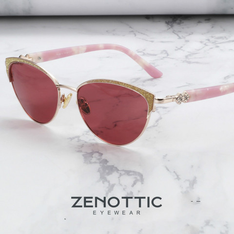 ZENOTTIC-gafas de sol de Metal para mujer, lentes de sol polarizadas de estilo ojo de gato y acetato con protección UV400 para conducir ► Foto 1/6