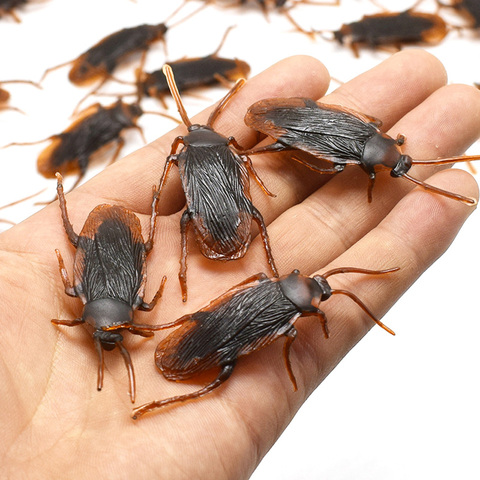 Lote de 12 unidades de divertidas cucaracha falsa para decoración de Halloween, bromas, bromista, trucos de novedad, cucarachas falsas de juguete ► Foto 1/5