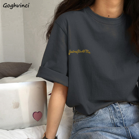 Camisetas de manga corta bordadas para mujer, blusas informales fáciles de combinar de estilo coreano holgadas para chicas, playeras Chic Ins BF para uso diario ► Foto 1/6