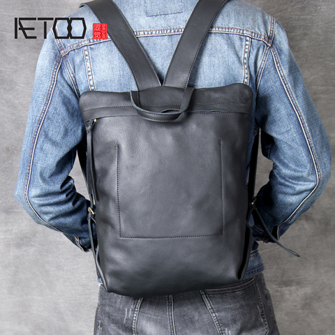 AETOO-bandolera doble para hombre y mujer, bolso de piel de vaca, diseño minimalista, simple, hecho a mano ► Foto 1/6