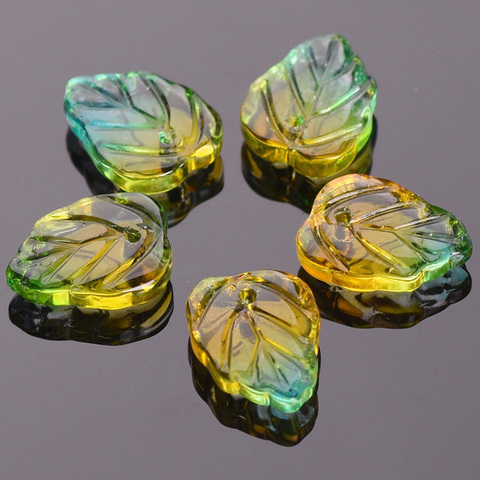 Colgantes en forma de hoja de cristal, perlas artesanales sueltas de 13x10mm, para fabricación de joyas de pendientes, manualidades DIY, 10 Uds. ► Foto 1/6