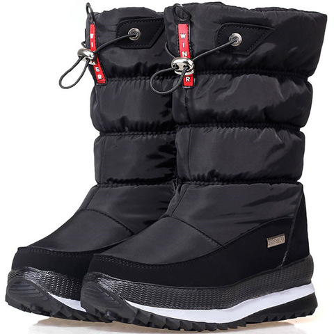 Botas de nieve impermeables para Mujer, zapatos con plataforma para mantener el calor, con tacones de piel gruesa, para invierno ► Foto 1/6