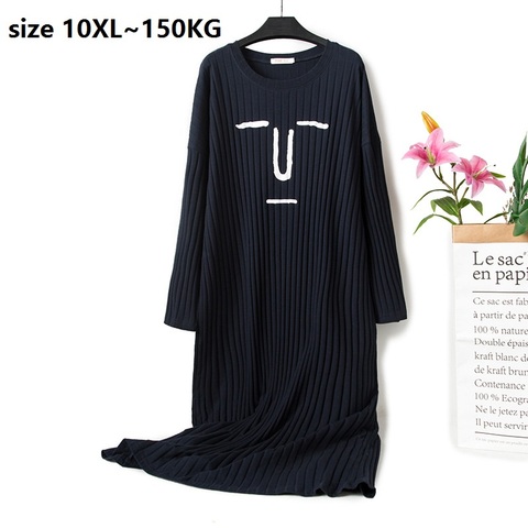 De gran tamaño 10XL busto 150cm divertida de algodón camisón de las mujeres vestido de noche Otoño Invierno ropa de dormir de manga larga Casual vestido para casa ► Foto 1/6